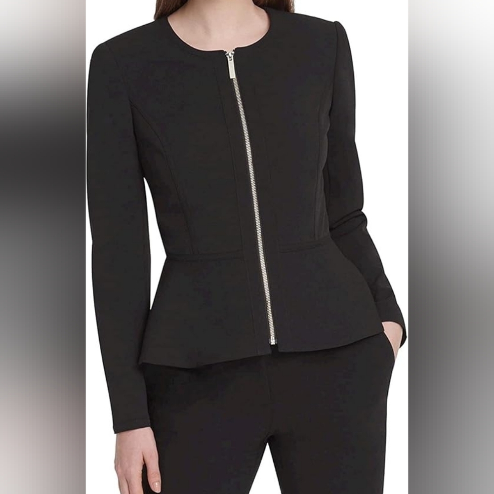 DKNY Faux Suede Peplum Jacket